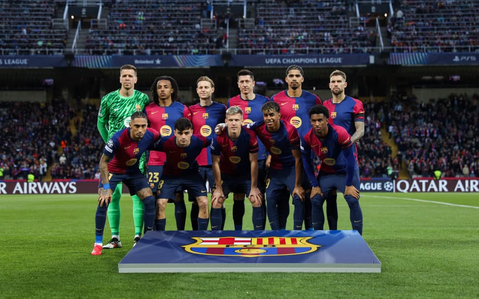Time do Barcelona antes de jogo da Champions League