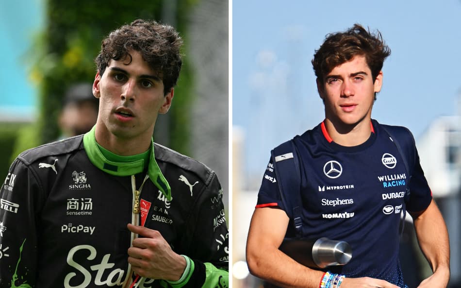 Gabriel Bortoleto e Franco Colapinto (Foto: Chandan Khanna / AFP e Mark Sutton/AFP)