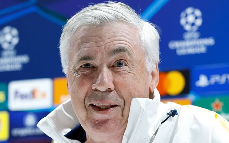 Carlo Ancelotti durante entrevista coletiva do Real Madrid