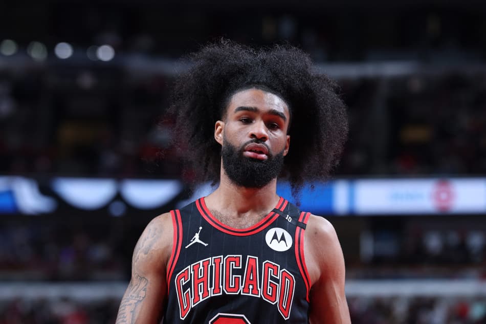 CHICAGO, IL - APRIL 16: Coby White #0 of the Chicago Bulls poses for a photo during the game against the Miami Heat during the 2025 SoFi Play-In Tournament on April 16, 2025 at United Center in Chicago, Illinois. NOTE TO USER: User expressly acknowledges and agrees that, by downloading and or using this photograph, User is consenting to the terms and conditions of the Getty Images License Agreement. Mandatory Copyright Notice: Copyright 2025 NBAE Jeff Haynes/NBAE via Getty Images/AFP (Photo by JEFF HAYNES / NBAE / Getty Images / Getty Images via AFP)