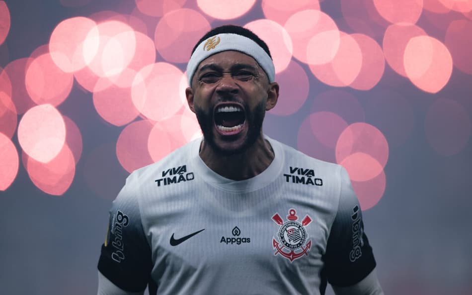 Memphis Depay comemora título do Corinthians sobre o Palmeiras na final do Paulistão