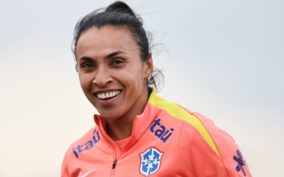 Marta durante treino da Seleção feminina para encarar o Japão. (Foto: Lívia Villas Boas / CBF)