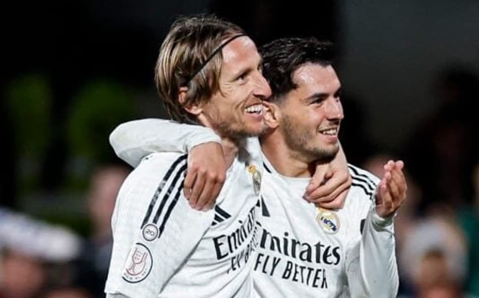 Modric e Brahim Díaz comemoram gol pelo Real Madrid (Foto: Reprodução/Instagram)