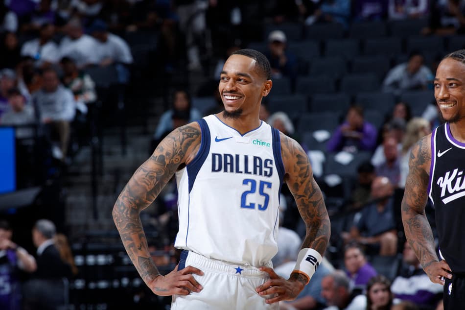 SACRAMENTO, CA - APRIL 16: P.J Washington #25 of the Dallas Mavericks smiles during the game against the Sacramento Kings during the 2025 SoFi Play-In Tournament on April 16, 2025 at Golden 1 Center in Sacramento, California. NOTE TO USER: User expressly acknowledges and agrees that, by downloading and or using this Photograph, user is consenting to the terms and conditions of the Getty Images License Agreement. Mandatory Copyright Notice: Copyright 2025 NBAE Jack Arent/NBAE via Getty Images/AFP (Photo by Jack Arent / NBAE / Getty Images / Getty Images via AFP)