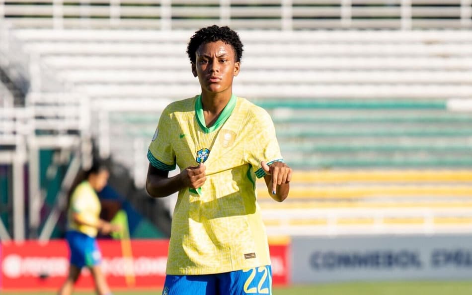 Ravenna comemora gol diante do Equador, pelo Brasil, no Sul-Americano feminino sub-17. (Foto: Nelson Terme/CBF)