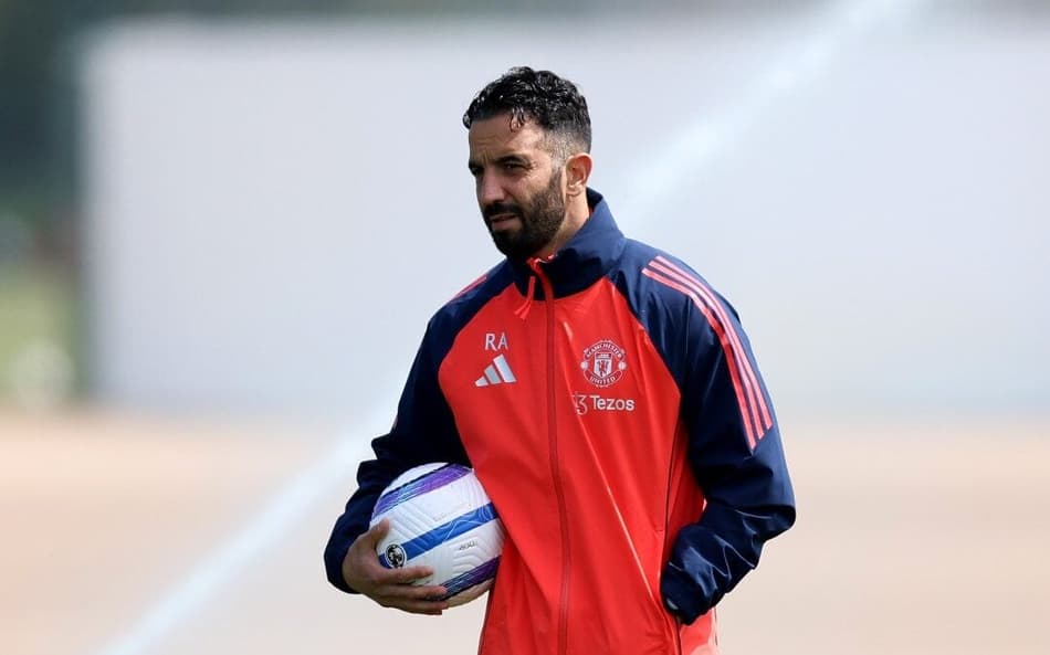 Rúben Amorim durante treinamento do Manchester United