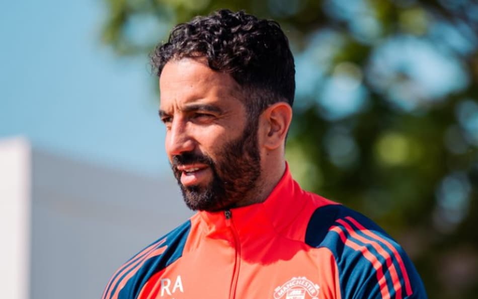 Rúben Amorim durante treinamento do Manchester United