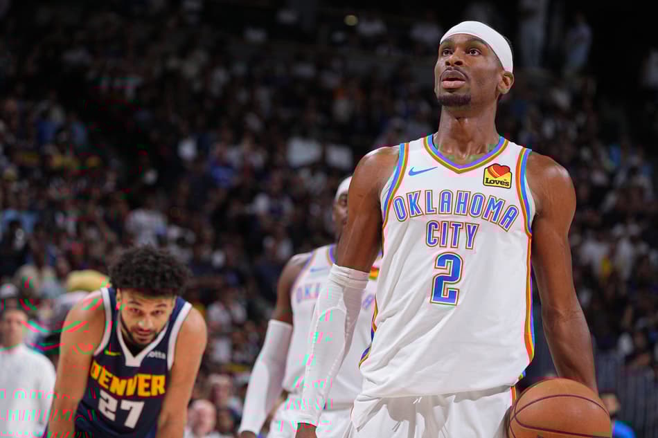 DENVER, CO - MAY 11: Shai Gilgeous-Alexander #2 of the Oklahoma City Thunder prepares to shoot a free throw during the game against the Denver Nuggets during Round 2 Game 4 of the 2025 NBA Playoffs on May 11, 2025 at Ball Arena in Denver, Colorado. NOTE TO USER: User expressly acknowledges and agrees that, by downloading and/or using this Photograph, user is consenting to the terms and conditions of the Getty Images License Agreement. Mandatory Copyright Notice: Copyright 2025 NBAE Garrett Ellwood/NBAE via Getty Images/AFP (Photo by Garrett Ellwood / NBAE / Getty Images / Getty Images via AFP)