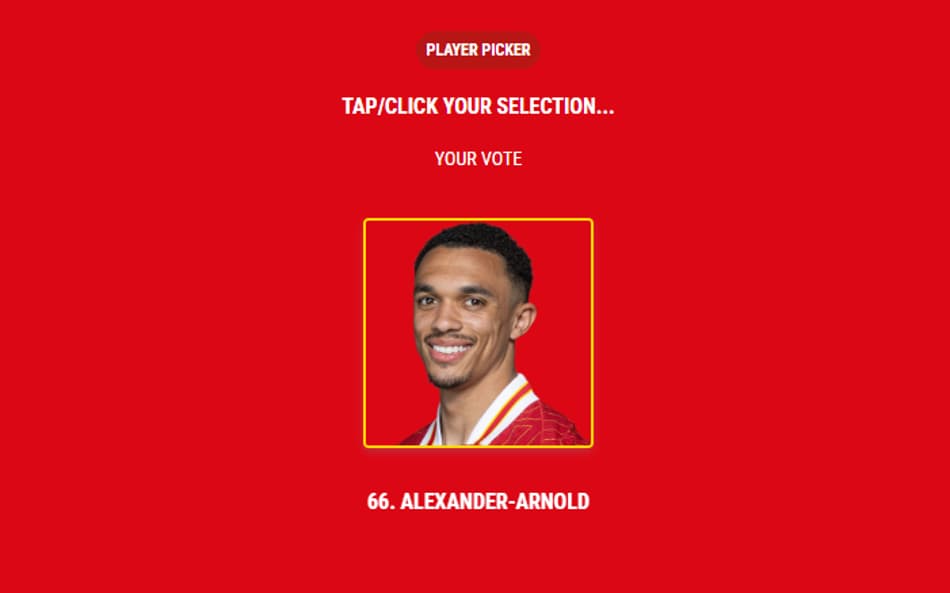 Trent Alexander-Arnold na votação de melhor jogador do Liverpool na temporada