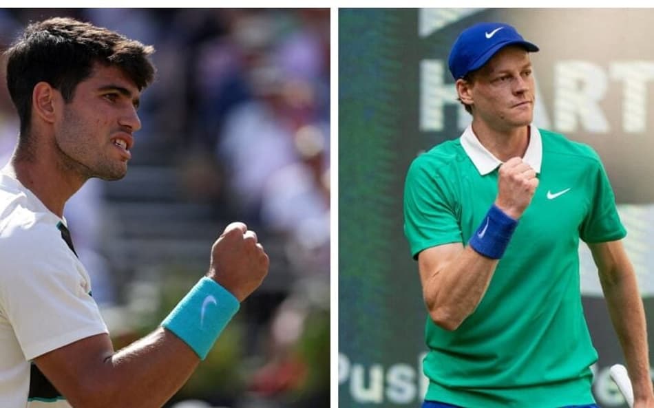 Carlos Alcaraz e Jannik Sinner venceram na estreia na grama (Adrian Dennis / AFP e Divulgação/Halle)