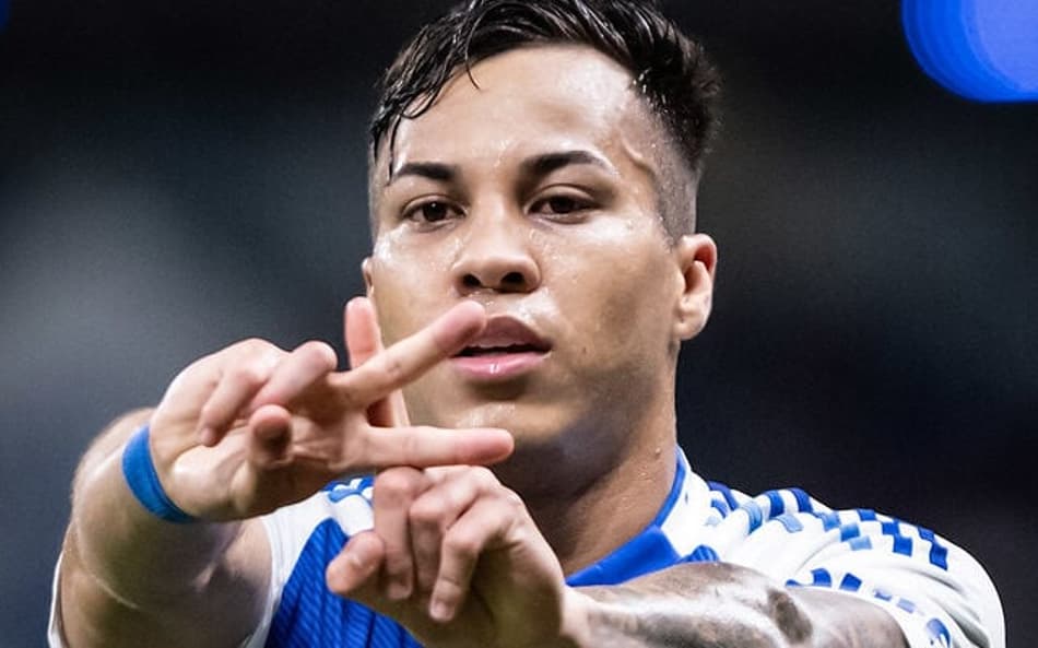 Kaio Jorge, do Cruzeiro, comemora gol contra o Vila Nova-GO