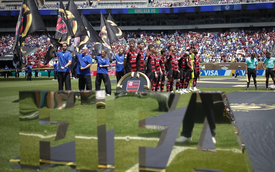 Time do Flamengo antes de partida contra o Chelsea (Foto: Gilvan de Souza/Flamengo)