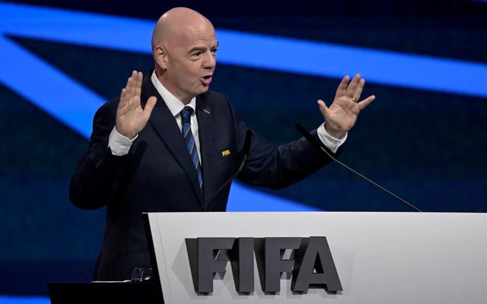 Gianni Infantino, presidente da Fifa, fala no 75º Congresso da entidade
