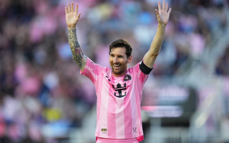 Messi comemora gol do Inter Miami contra o Clumbus Crew