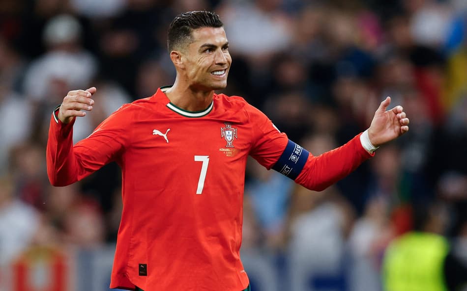 Cristiano Ronaldo comemora gol em Alemanha x Portugal pela Nations League. (Foto: Alexandra Beier/AFP)