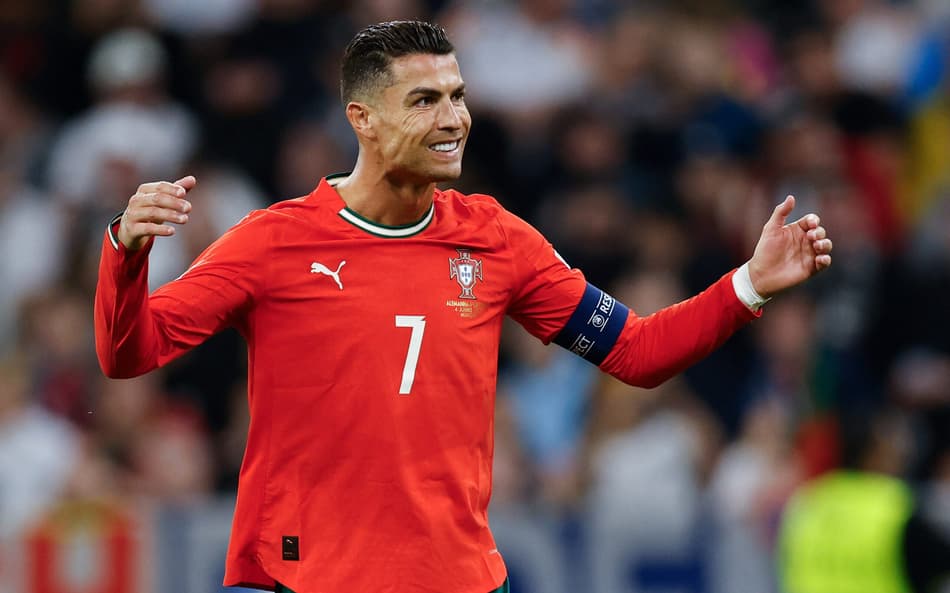 Cristiano Ronaldo comemora gol em Alemanha x Portugal pela Nations League. (Foto: Alexandra Beier/AFP)
