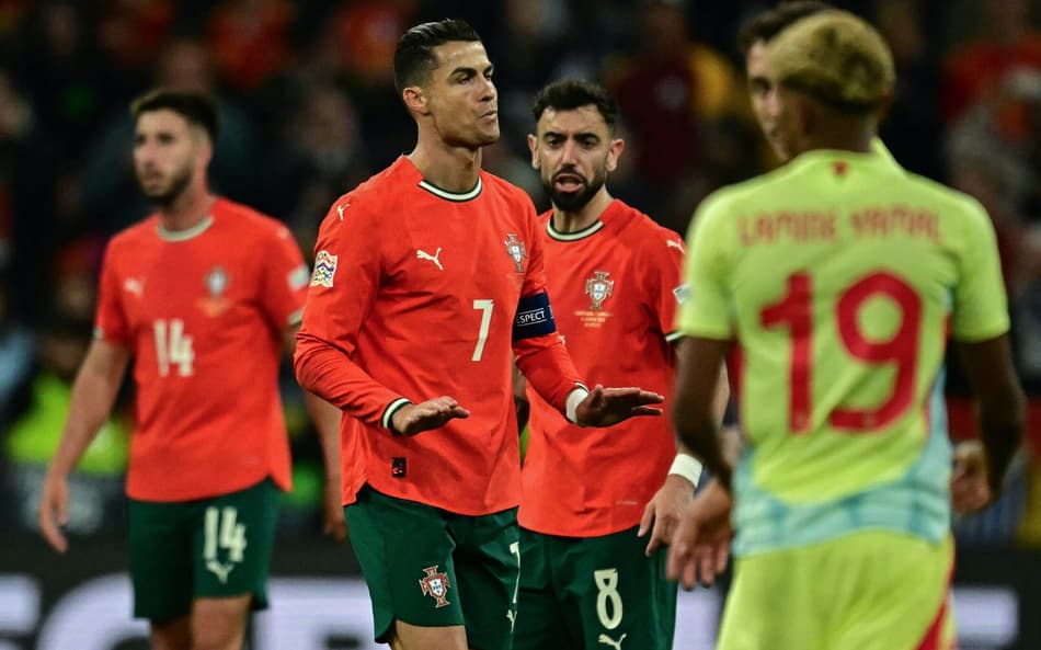 Cristiano Ronaldo na final da Nations League após fazer o gol