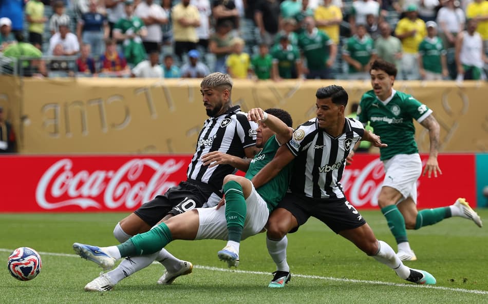 Jogadores de Palmeiras e Botafogo disputam bola (Foto: FRANCK FIFE / AFP)