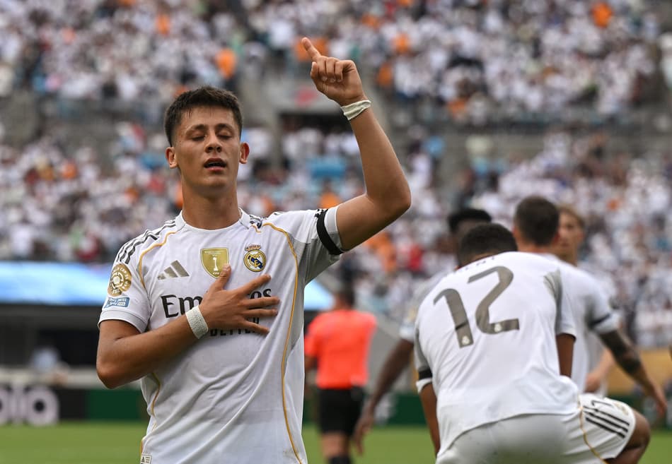Arda Güler comemora gol marcado pelo Real Madrid contra o Pachuca, pelo Mundial de Clubes
