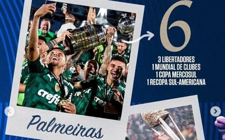 Porto exalta título Mundial do Palmeiras em publicação nas redes sociais. (Foto: Divulgação/ Palmeiras)