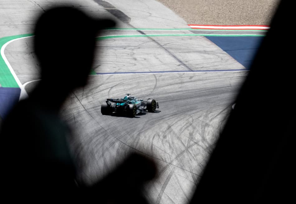 Lance Stroll, da Aston Martin, durante treino em Spielberg, Áustria (foto: Joe Klamar / AFP)