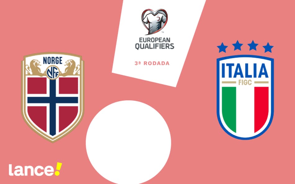 Noruega x Itália pela 3ª rodada das Eliminatórias Europeias da Copa do Mundo (Arte: Lance!)