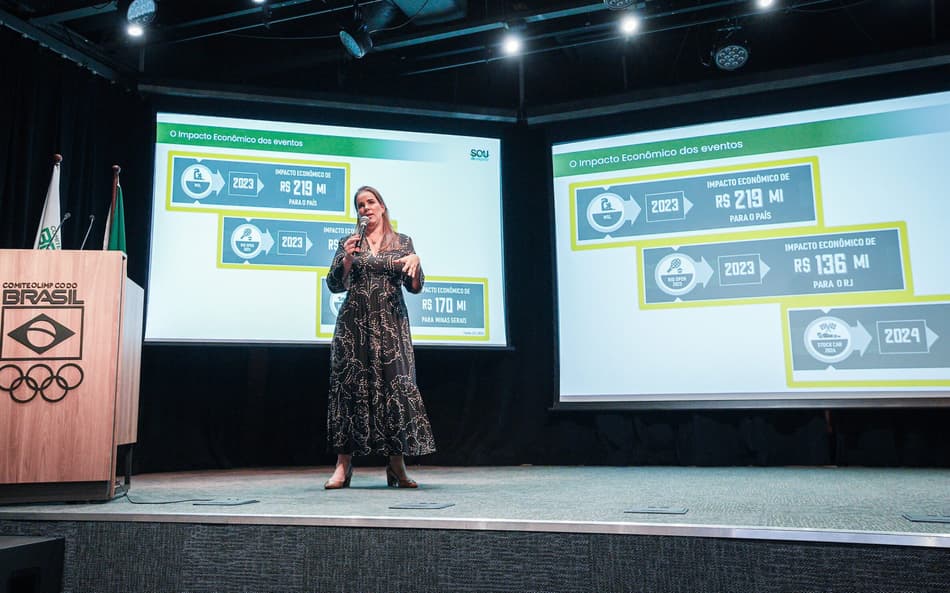 Fabiana Bentes, presidente da Sou do Esporte, durante apresentação do PIB do Esporte Brasileiro (Divulgação/COB)
