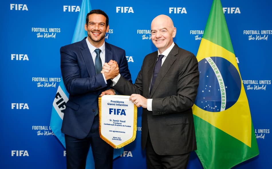 Samir Xaud, presidente da CBF e Gianni Infantino, presidente da Fifa