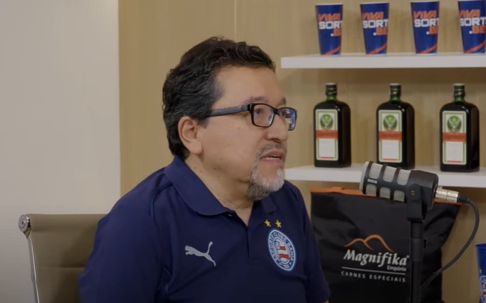 Raul Aguirre em entrevista ao podcast do Bahia (Foto: reprodução)