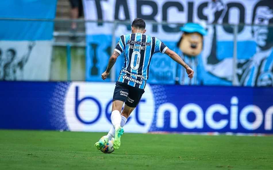 Villasanti utilizou camiseta com número zero no jogo contra o São Luiz, pelo Campeonato Gaúcho de 2024. (Foto: Lucas Uebel/Grêmio FBPA)