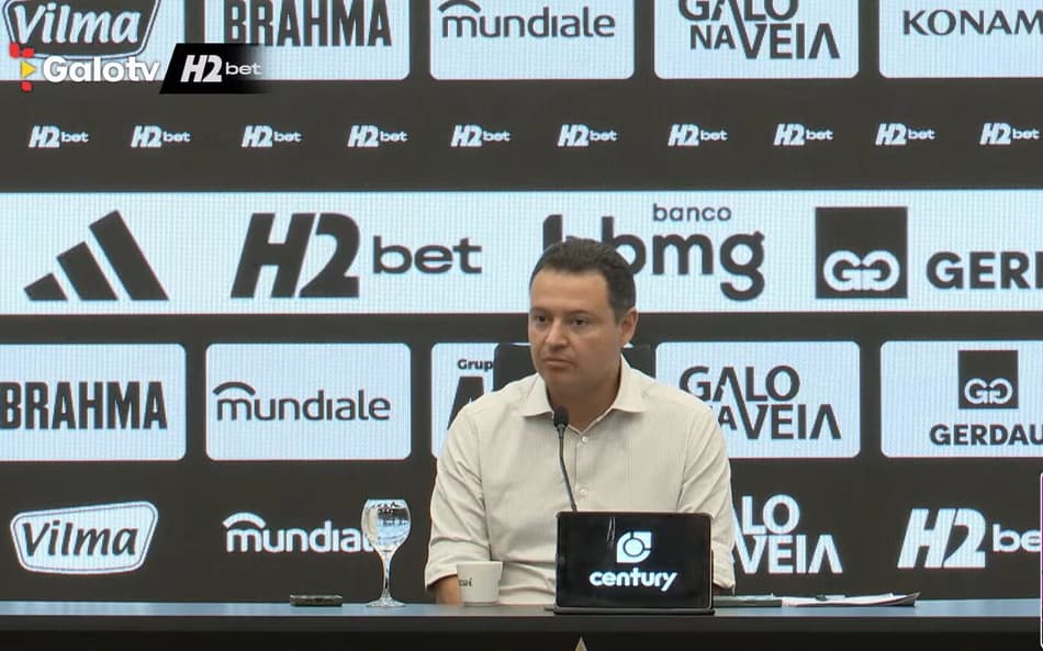 Rafael Menin em coletiva do Atlético-MG (Foto: Reprodução)