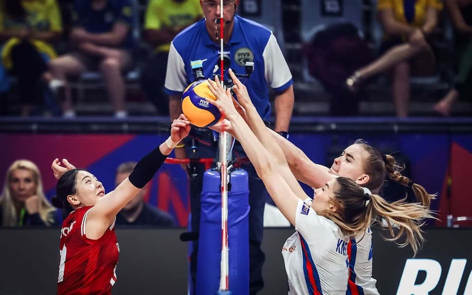 Coreia e Tchéquia em jogo da VNL no Maracanãzinho (Foto: VNL)
