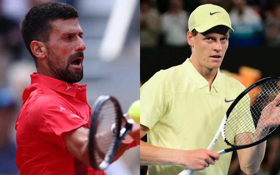 Djokovic e Sinner (Fotos: Yuichi Yamazaki e Anne-Christine Poujoulat/ AFP)