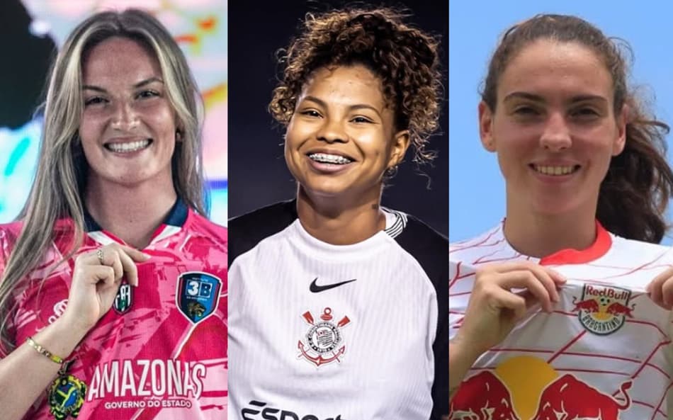 Katelyn Kellogg (à esquerda), Day Rodríguez (centro) e Catalina Ongaro (à direita) disputam o Brasileirão feminino nesta temporada.