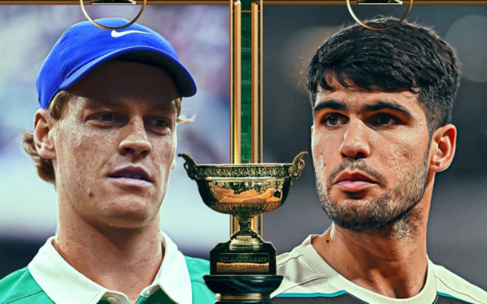 Jannik Sinner e Carlos Alcaraz decidem um Grand Slam pela primeira vez