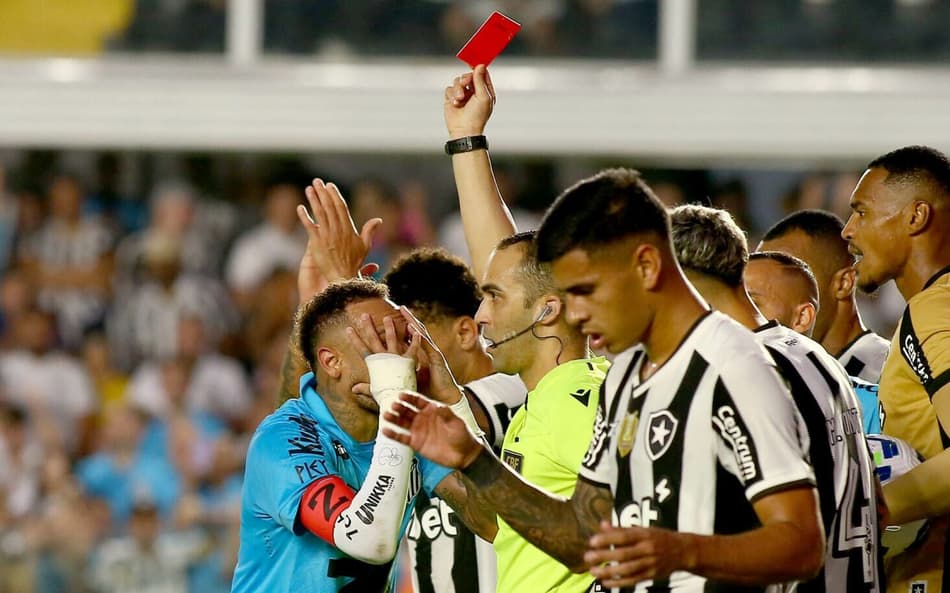 Neymar é expulso por gol de mão em Santos x Botafogo (Foto: Mauricio De Souza/AGIF)