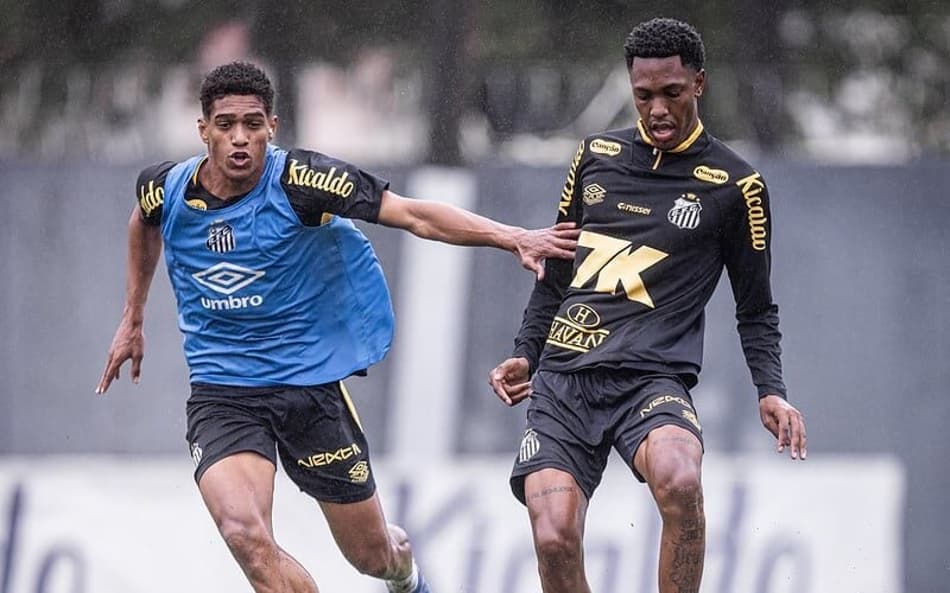 Luisão e Souza treinam no CT Rei Pelé. (Foto: Raul Baretta/ Santos FC)