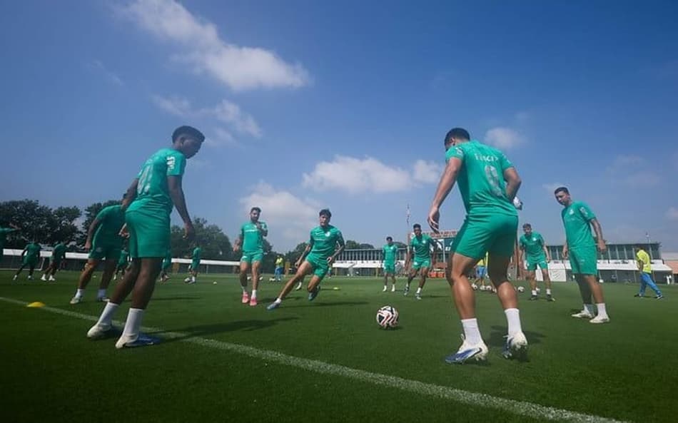 Elenco do Palmeiras treina na Filadélfia. Time deixou de usar a Universidade da Carolina do Norte como base para as atividades. (Foto: Cesar Greco/ Palmeiras)