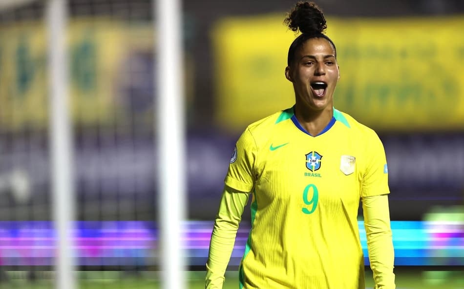 Amanda Gutierres comemora gol do Brasil diante da Venezuela. (Foto: Lívia Villas Boas/ CBF)