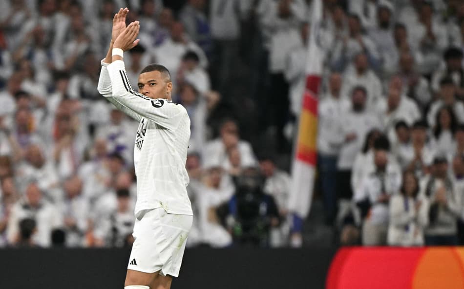 Mbappé após a vitória o Real Madrid sobre o Manchester City (Foto: JAVIER SORIANO / AFP)