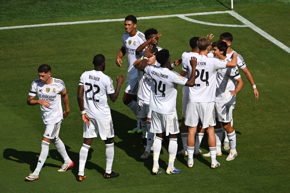 Real Madrid comemora gol diante do Borussia pelo Mundial (Foto: ANGELA WEISS / AFP)