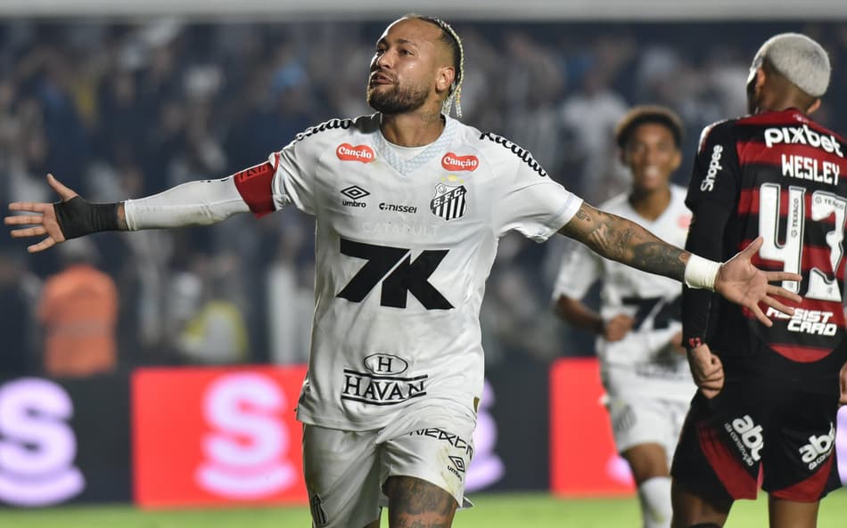 Neymar comanda a vitória do Santos diante do Flamengo na Vila Belmiro. (Foto: Jota Erre/AGIF)