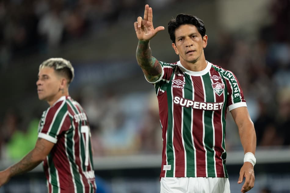 Cano comemora gol do Fluminense diante do Palmeiras