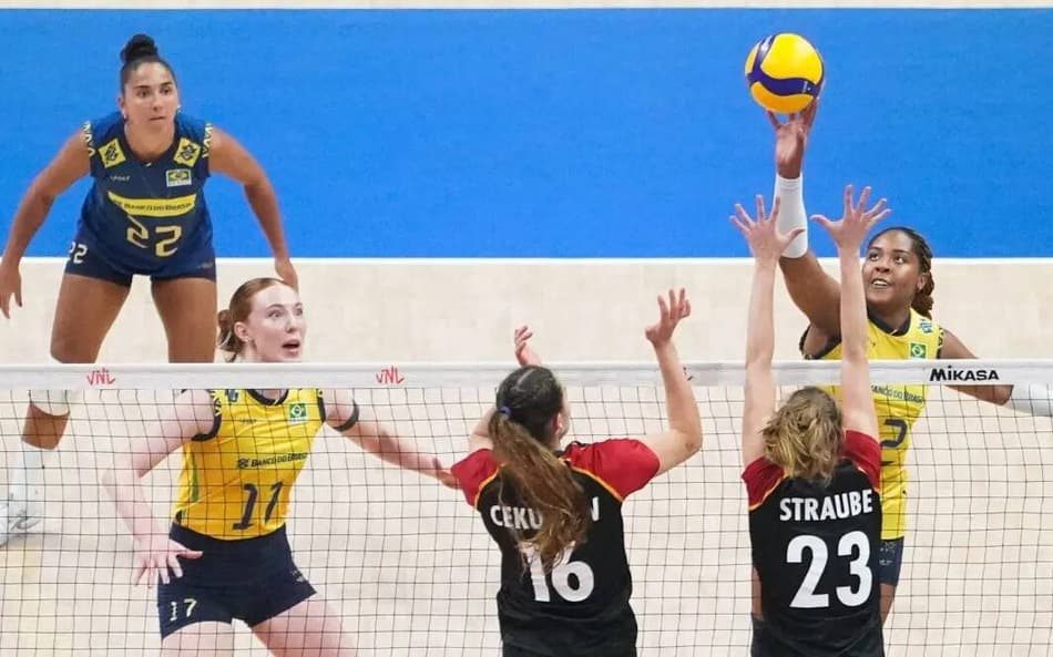 Brasil x Alemanha na VNL feminina (foto: divulgação CBV)