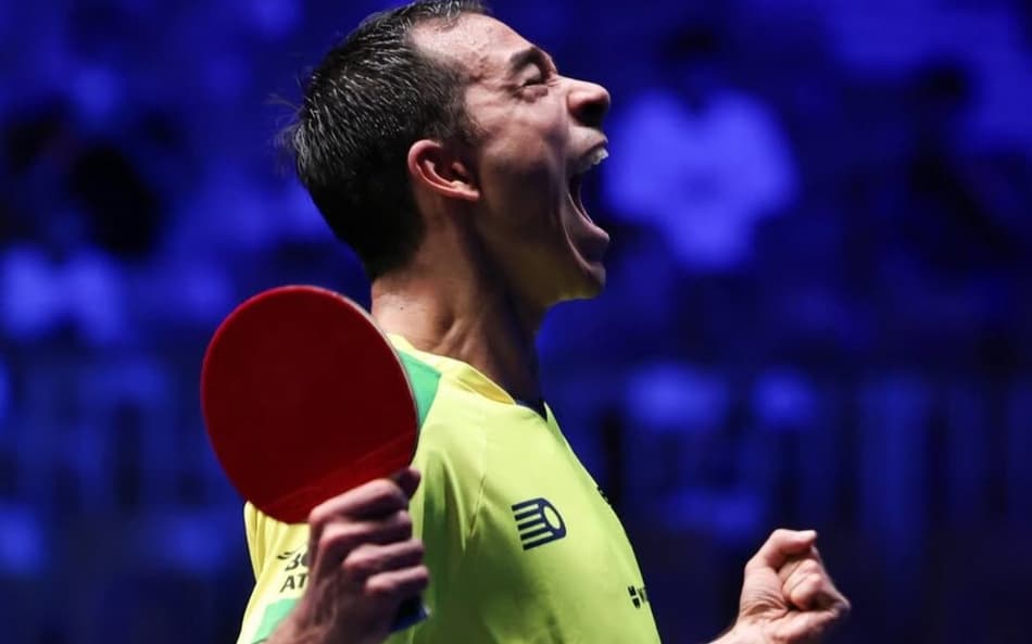 Hugo Calderano (BRA) vence Alexis Lebrun (FRA), semifinal do WTT Star Contender da Eslovênia (Foto: World Table Tennis)
