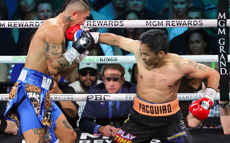 Manny Pacquiao enfrenta Mario Barrios em Las Vegas (foto: Ethan Miller / GETTY IMAGES NORTH AMERICA / Getty Images via AFP)