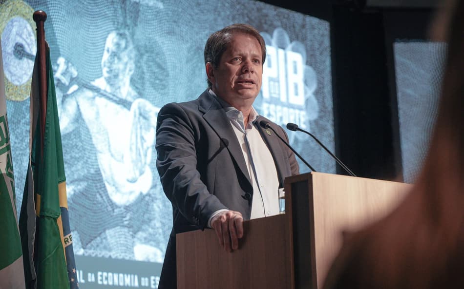 Marco La Porta, presidente do COB, durante apresentação do Relatório do PIB do Esporte Brasileiro (Divulgação/COB)