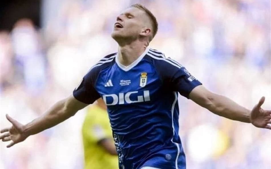 Reforço do Pachuca, Alemão comemora gol pelo Oviedo (Foto: Reprodução/Oviedo)