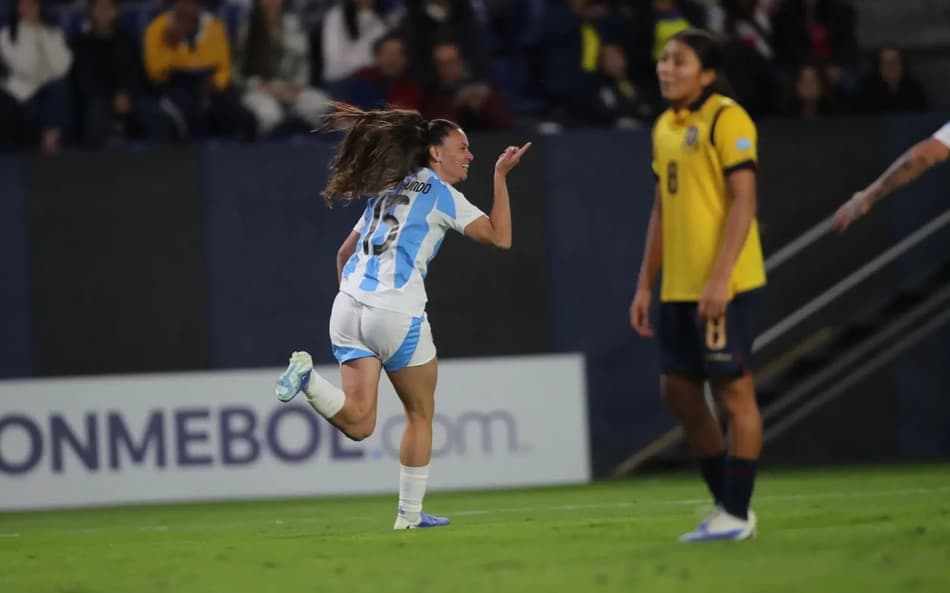 Bonsegundo comemora gol da Argentina contra o Equador pela Copa América. (Foto: CONMEBOL/Divulgação)