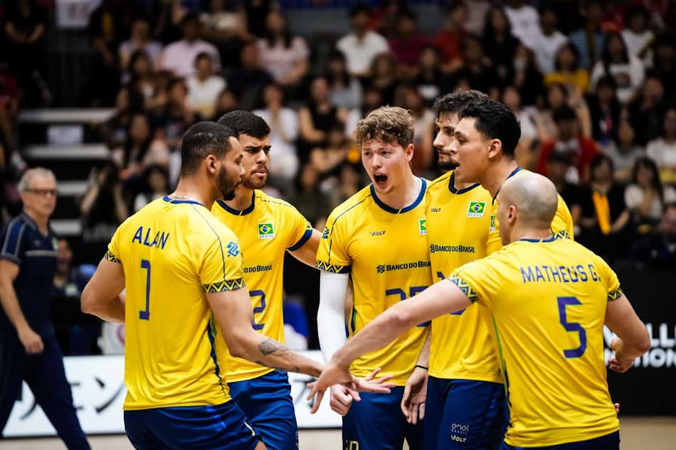 O Brasil venceu a Alemanha por 3 sets a 1 pela VNL Masculina (Foto: Divulgação/Volleyball World)